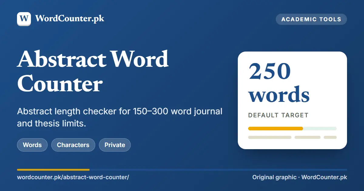 Abstract Word Counter: Abstract length checker for 150–300 word journal and thesis limits. (WordCounter.pk cover graphic)
